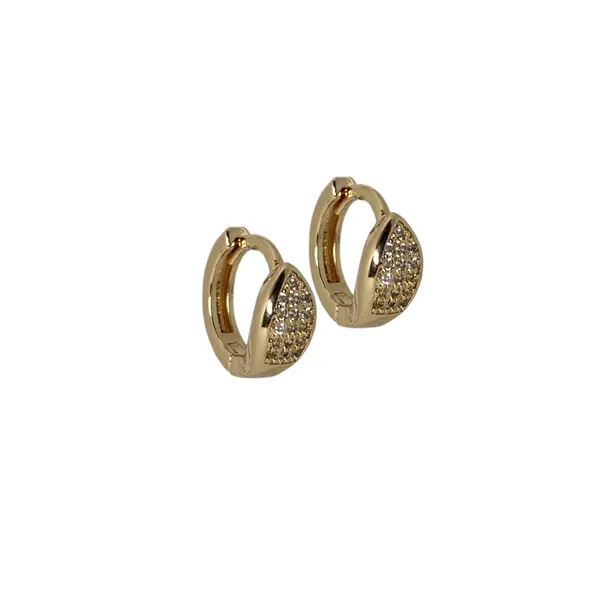 Gold_Geometric_Patterned_Copper_Huggie_Warm_Tone_Small_Hoop_With_Greek_Key_Design_And_Pavé_Stones_Earrings_For_Women_And_Girl