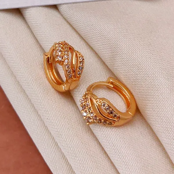 Gold_Starburst_Copper_Huggie_Sparkling_Crystal_Sunray_Tone_Small_Hoop_Earrings_For_Women_And_Girl