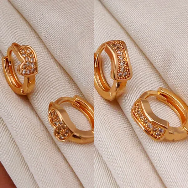 Gold_Geometric_Grid_Copper_Huggie_Sparkling_Crystal_Pavé_Tone_Small_Hoop_Earrings_For_Women_And_Girl