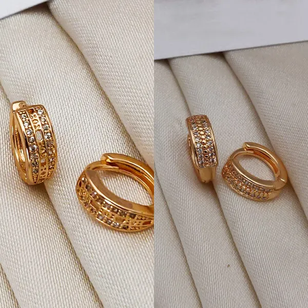 Gold_The_Pixel_Sparkle_Huggies_Modern_Textured_Copper_Hoops_With_Architectural_Crystal_Detailing_Earrings_For_Women_And_Girl