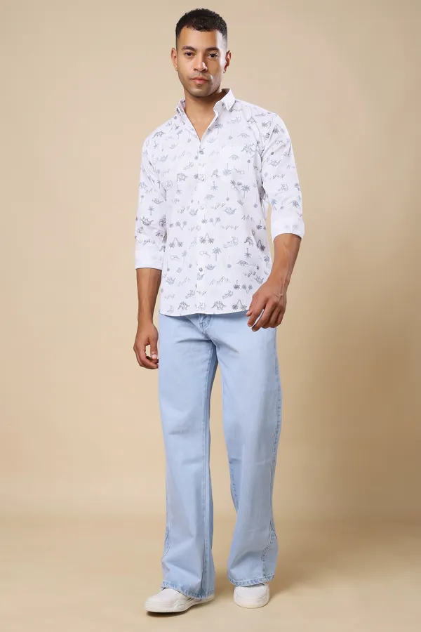 White_Printed_Slim_Fit_Shirts_For_Men