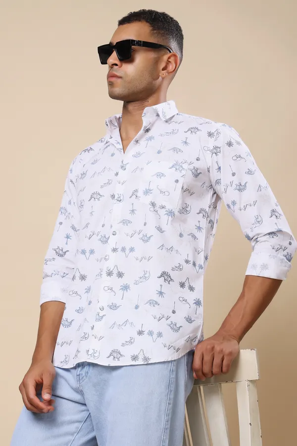 White_Printed_Slim_Fit_Shirts_For_Men
