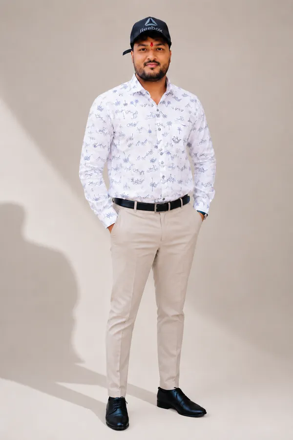 White_Printed_Slim_Fit_Shirts_For_Men