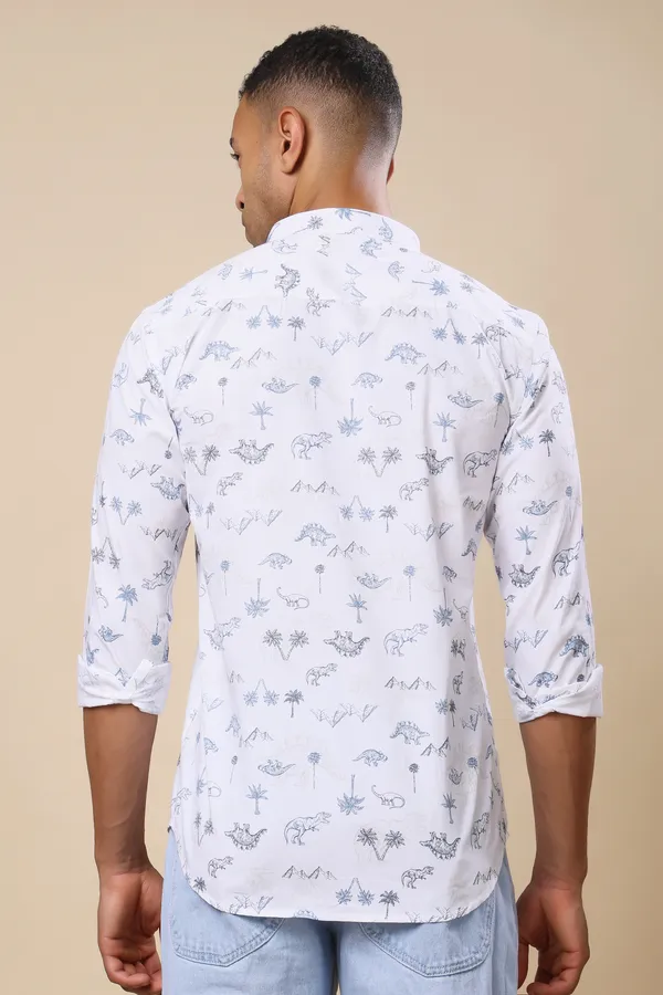 White_Printed_Slim_Fit_Shirts_For_Men