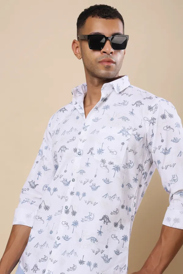 White_Printed_Slim_Fit_Shirts_For_Men