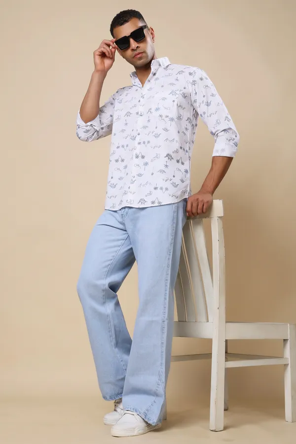 White_Printed_Slim_Fit_Shirts_For_Men