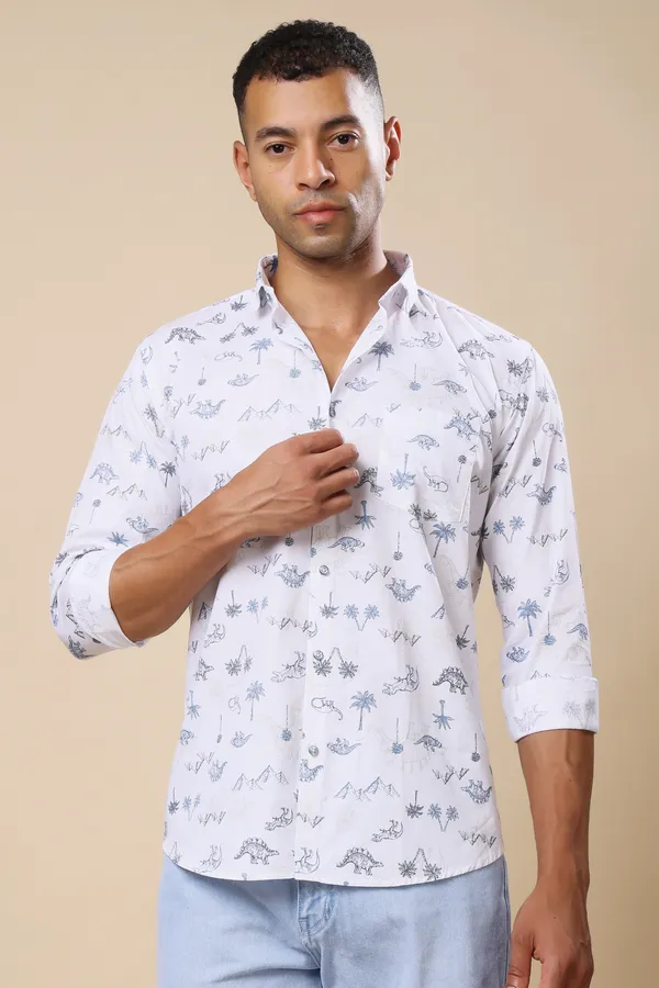 White_Printed_Slim_Fit_Shirts_For_Men