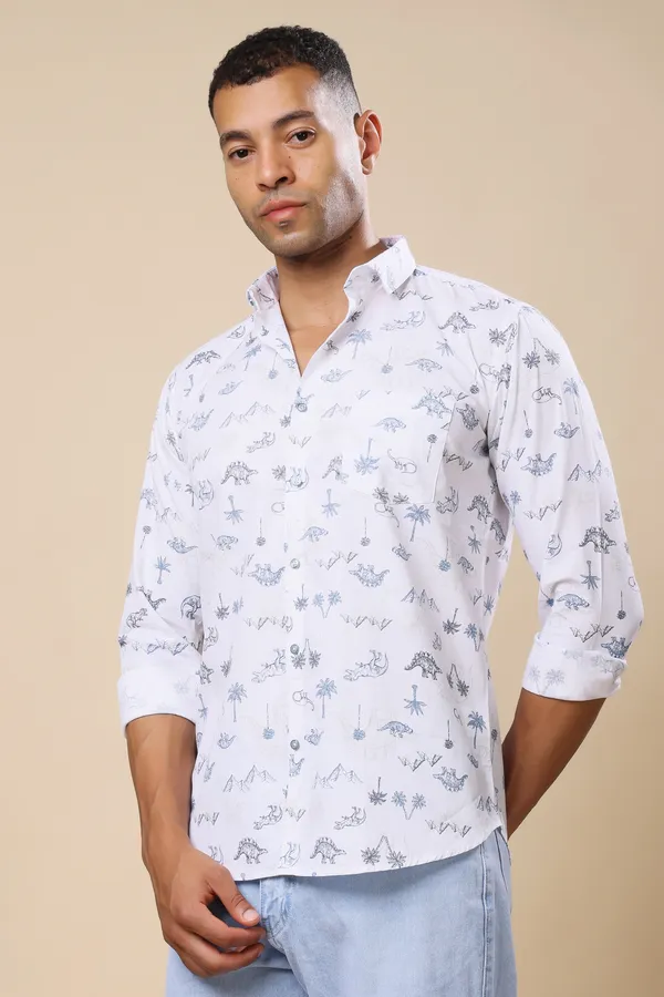White_Printed_Slim_Fit_Shirts_For_Men