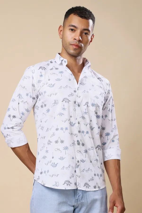 White_Printed_Slim_Fit_Shirts_For_Men