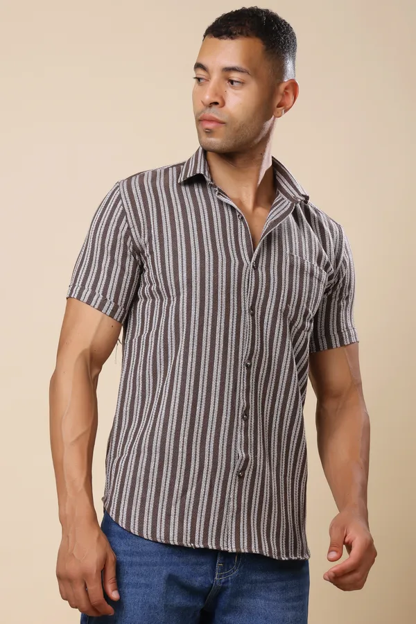 White_Green_Slim_Fit_Shirts_For_Men