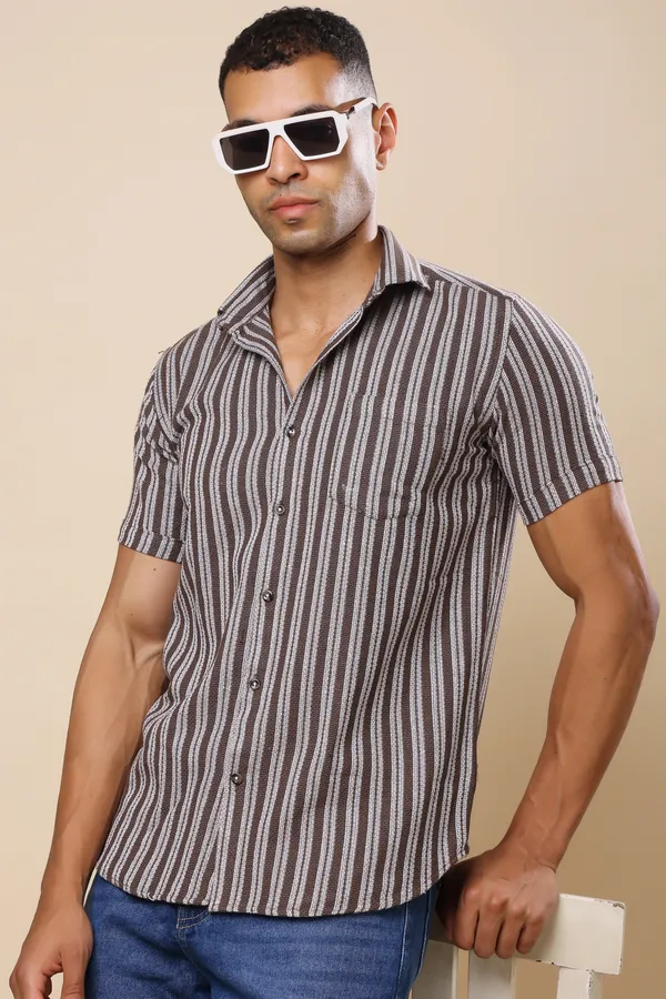 White_Green_Slim_Fit_Shirts_For_Men