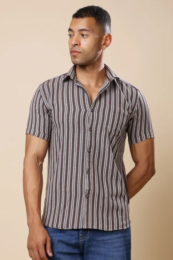 White_Green_Slim_Fit_Shirts_For_Men