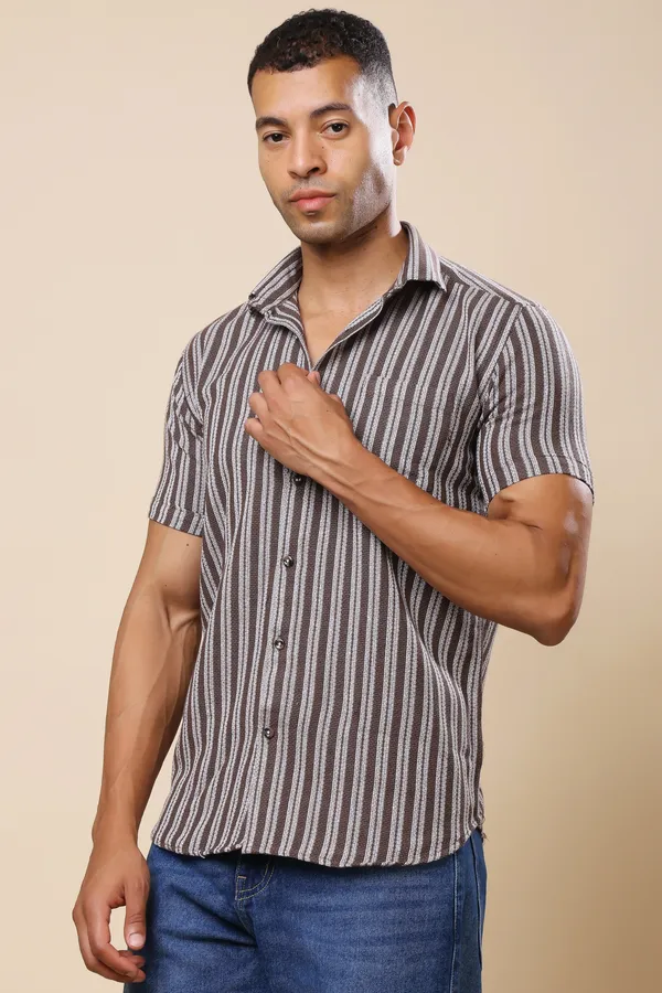 White_Green_Slim_Fit_Shirts_For_Men
