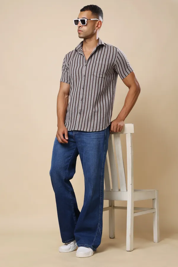White_Green_Slim_Fit_Shirts_For_Men