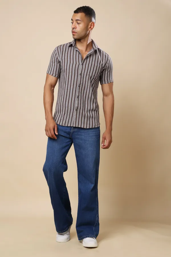 White_Green_Slim_Fit_Shirts_For_Men