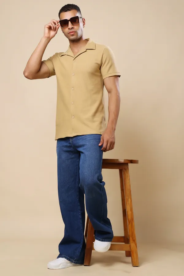 Beige_Comfort_Fit_Shirts_For_Men