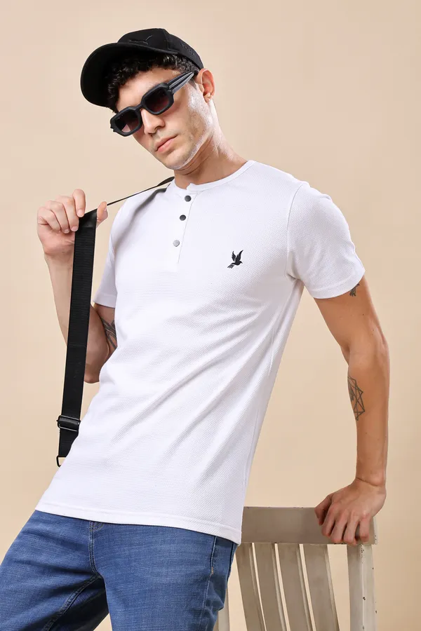 White_Henley_Neck_T-shirt_For_Men