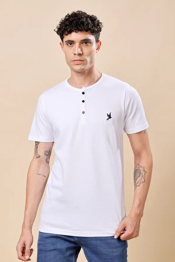 White_Henley_Neck_T-shirt_For_Men