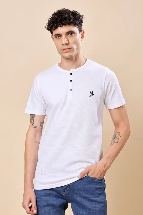 White_Henley_Neck_T-shirt_For_Men