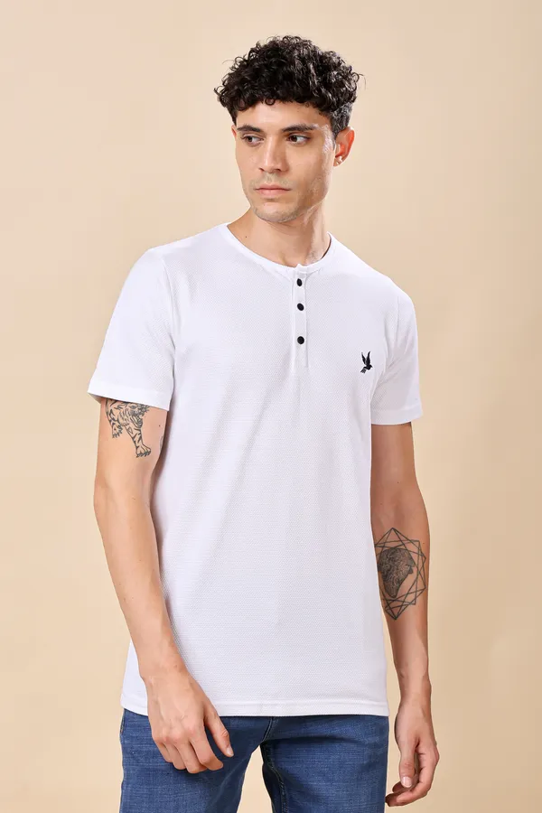 White_Henley_Neck_T-shirt_For_Men