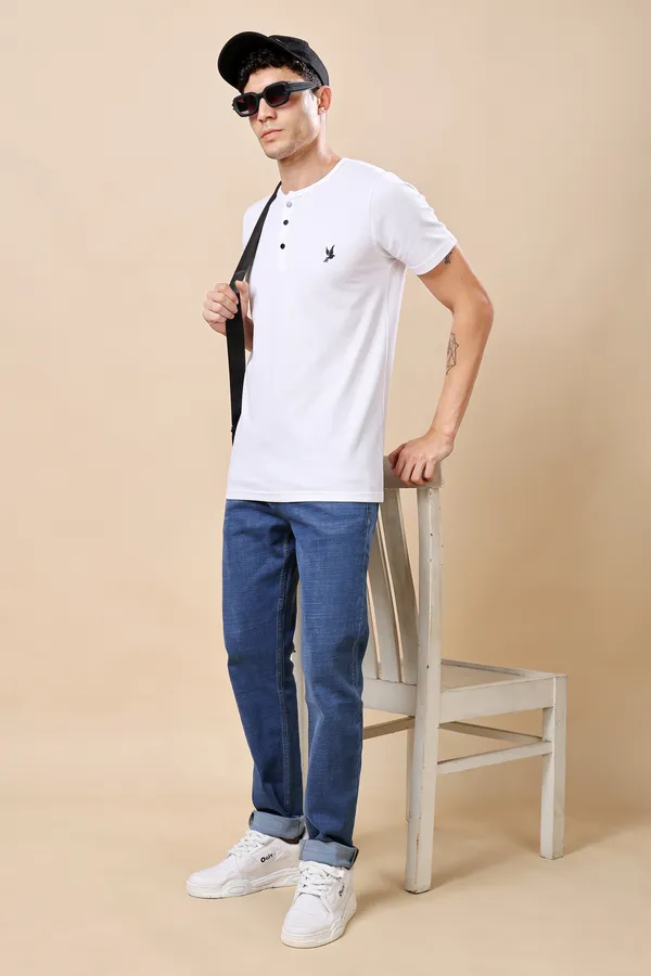 White_Henley_Neck_T-shirt_For_Men