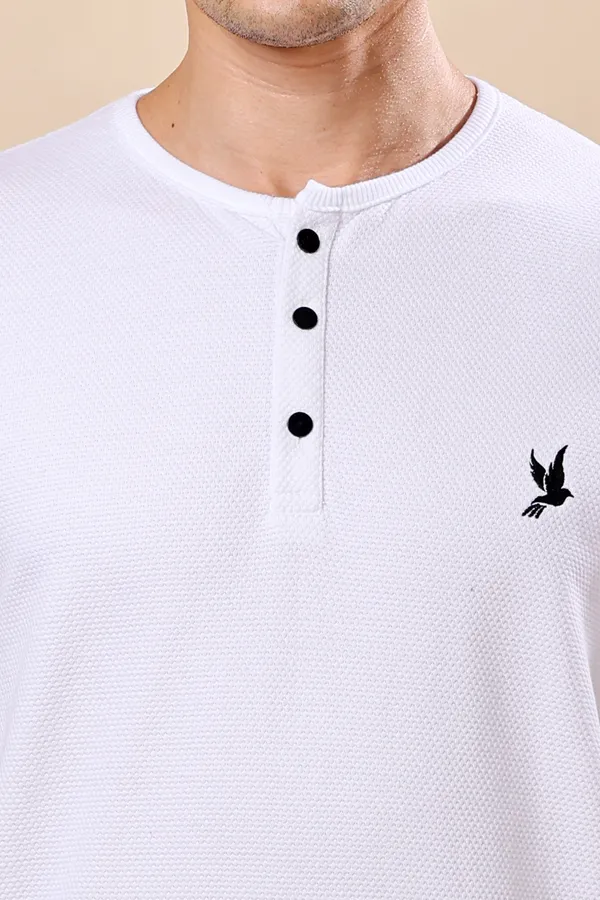 White_Henley_Neck_T-shirt_For_Men