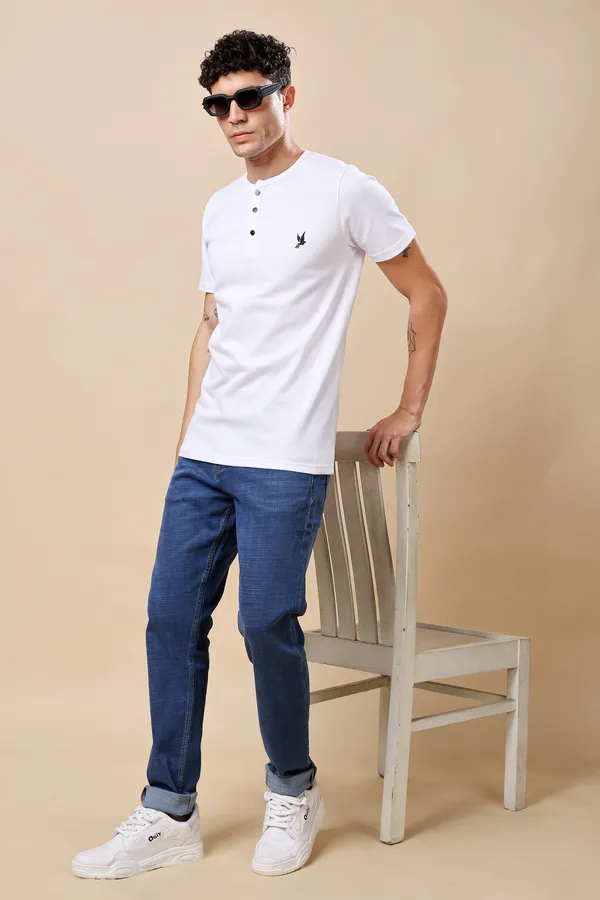 White_Henley_Neck_T-shirt_For_Men
