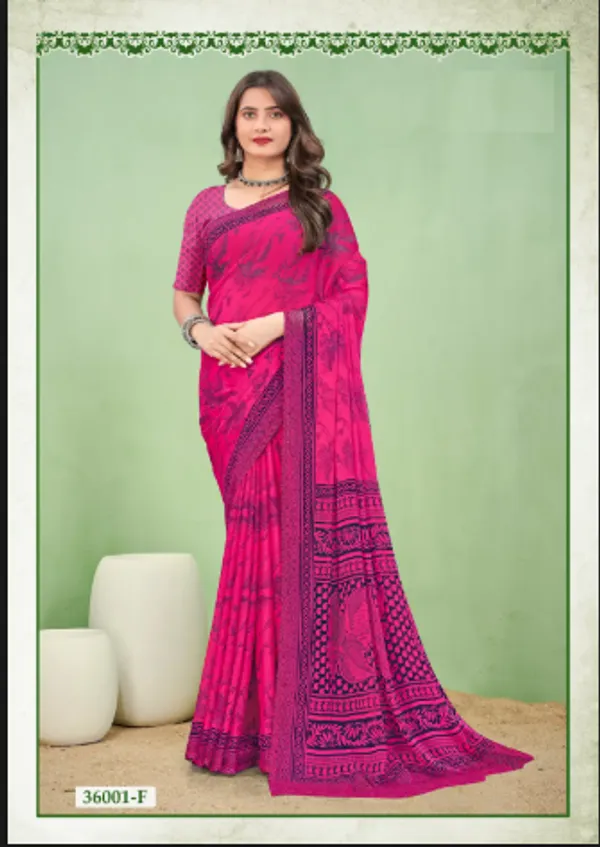 Pink_Trendy_Unstitched_Blouse_With_Printed_Saree_For_Women