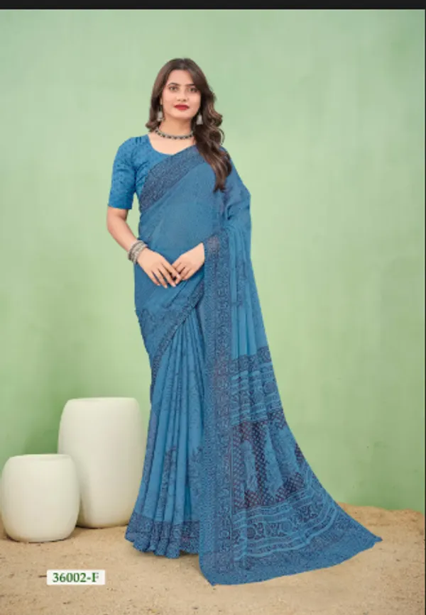 Blue_Trendy_Unstitched_Blouse_With_Printed_Saree_For_Women