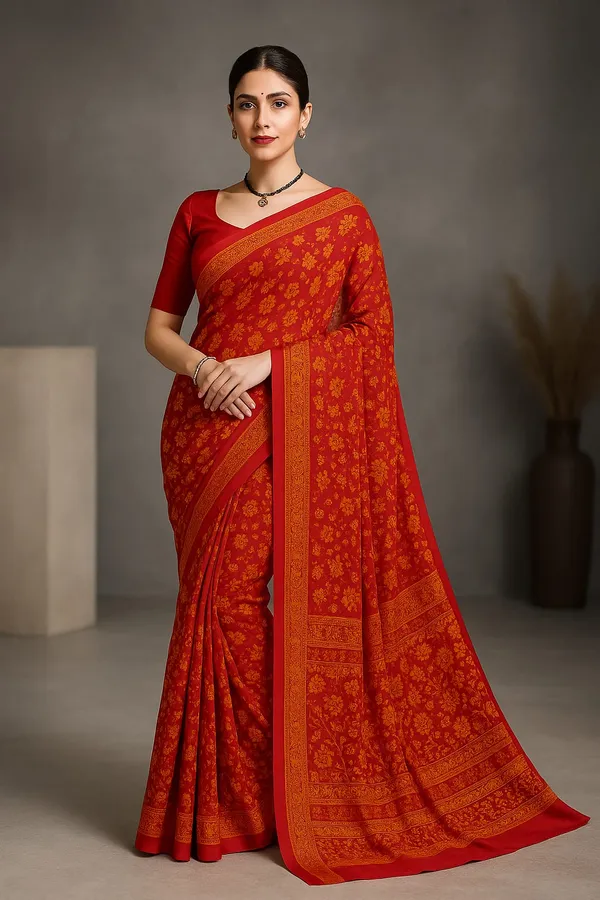 Red_Trendy_Unstitched_Blouse_With_Printed_Saree_For_Women