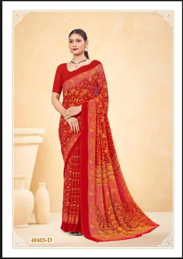 Red_Trendy_Unstitched_Blouse_With_Printed_Saree_For_Women