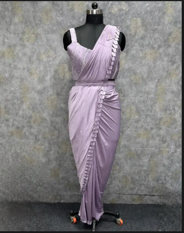Violet_Trendy_Unstitched_Blouse_With_Drape_Saree_For_Women