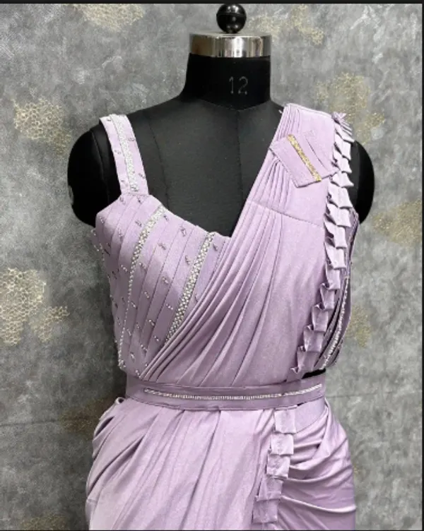 Violet_Trendy_Unstitched_Blouse_With_Drape_Saree_For_Women