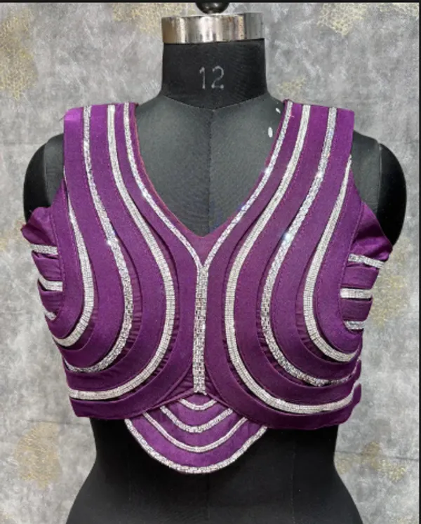 Purple_Trendy_Unstitched_Blouse_With_Drape_Saree_For_Women