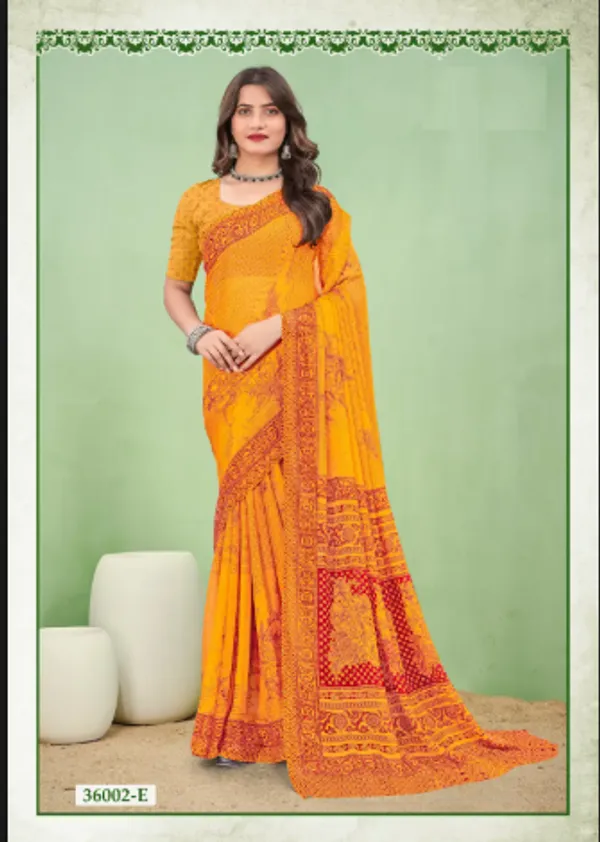 Orange_Trendy_Unstitched_Blouse_With_Printed_Saree_For_Women