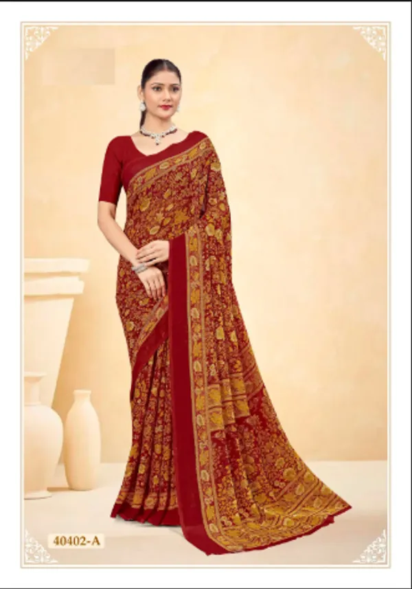 Maroon_Trendy_Unstitched_Blouse_With_Printed_Saree_For_Women