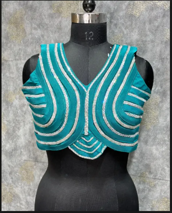 Sky_Blue_Trendy_Unstitched_Blouse_With_Drape_Saree_For_Women