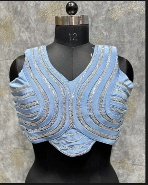 Sky_Blue_Trendy_Unstitched_Blouse_With_Drape_Saree_For_Women