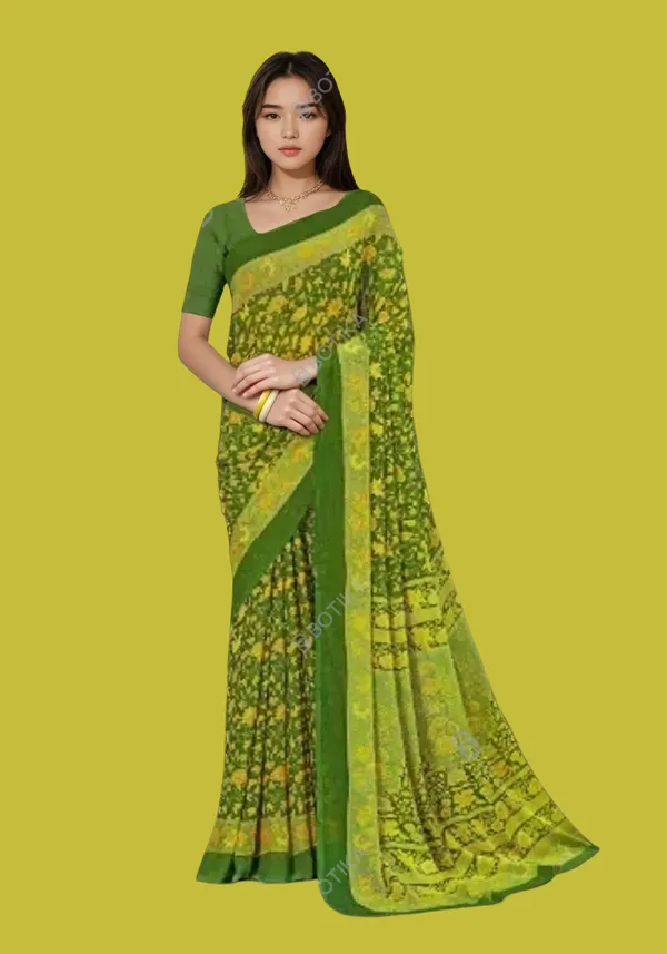 Green_Trendy_Unstitched_Blouse_With_Printed_Saree_For_Women