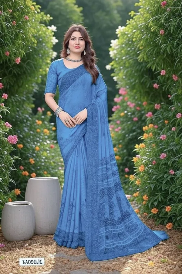 Blue_Trendy_Unstitched_Blouse_With_Printed_Saree_For_Women