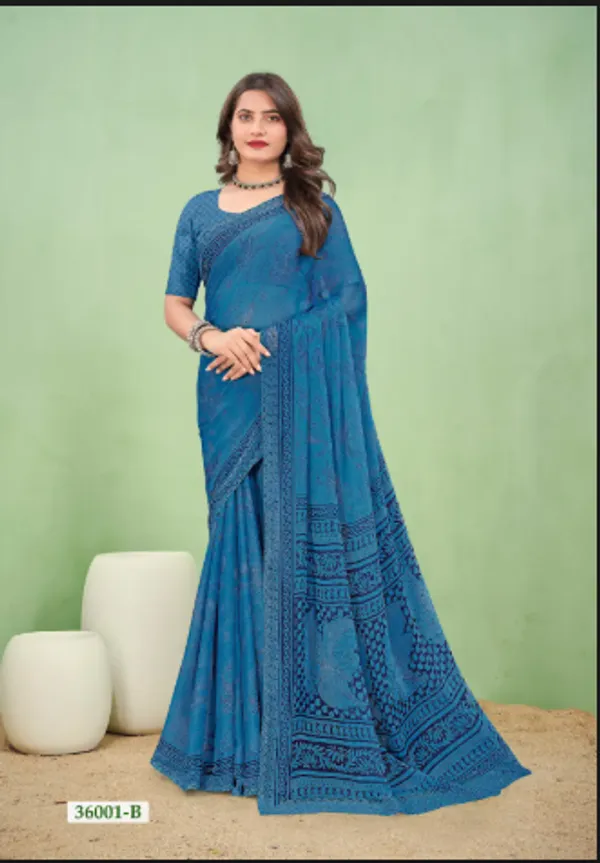 Blue_Trendy_Unstitched_Blouse_With_Printed_Saree_For_Women