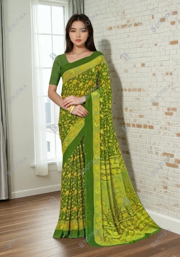 Green_Trendy_Unstitched_Blouse_With_Printed_Saree_For_Women