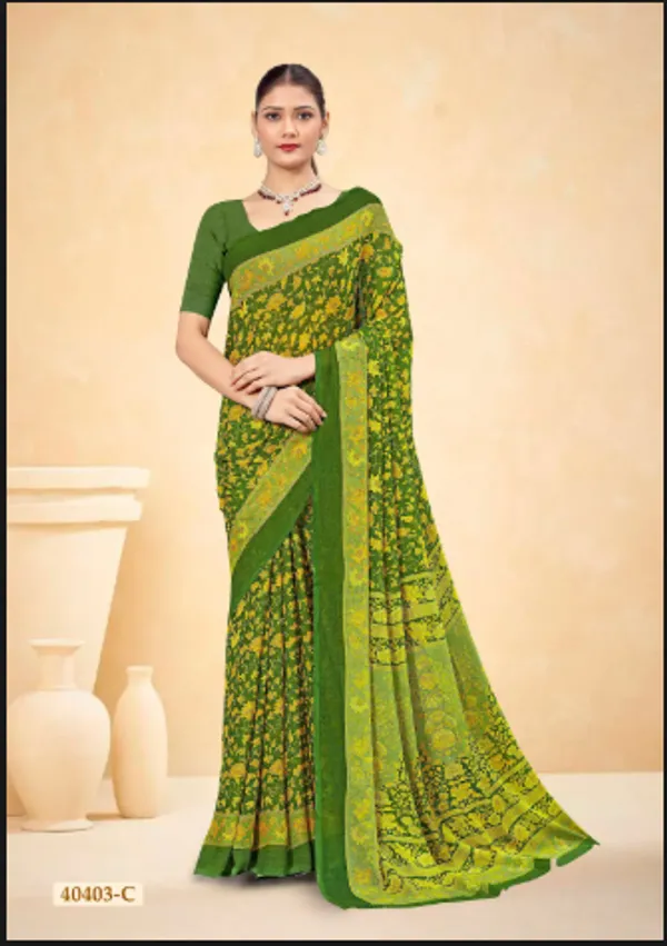 Green_Trendy_Unstitched_Blouse_With_Printed_Saree_For_Women