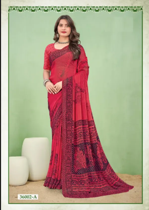 Red_Trendy_Unstitched_Blouse_With_Printed_Saree_For_Women