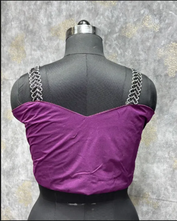 Dark_PurpleTrendy_Unstitched_Blouse_With_Drape_Saree_For_Women