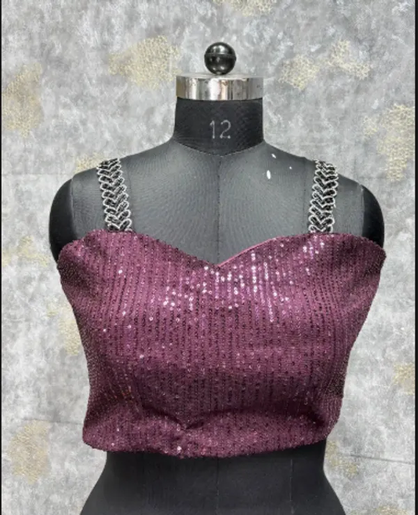 Dark_PurpleTrendy_Unstitched_Blouse_With_Drape_Saree_For_Women
