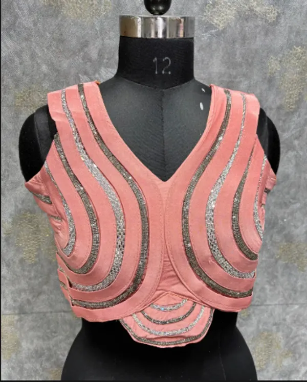 Peach_Trendy_Unstitched_Blouse_With_Drape_Saree_For_Women