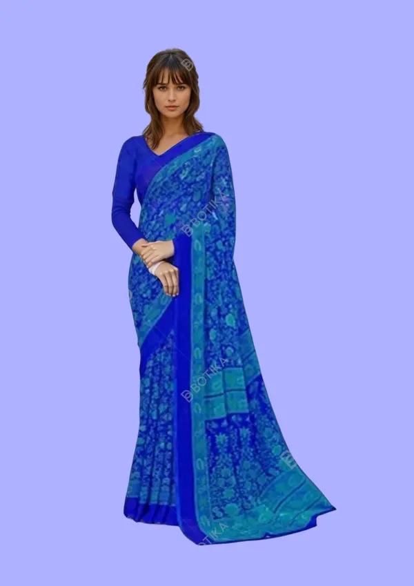 Blue_Trendy_Unstitched_Blouse_With_Printed_Saree_For_Women