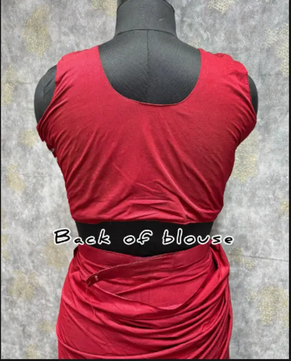 Red_Trendy_Unstitched_Blouse_With_Drape_Saree_For_Women