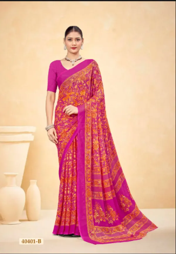 Pink_Trendy_Unstitched_Blouse_With_Printed_Saree_For_Women